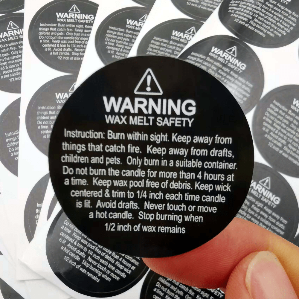  600pcs Wax Melt Warning Labels Candle Warning Stickers