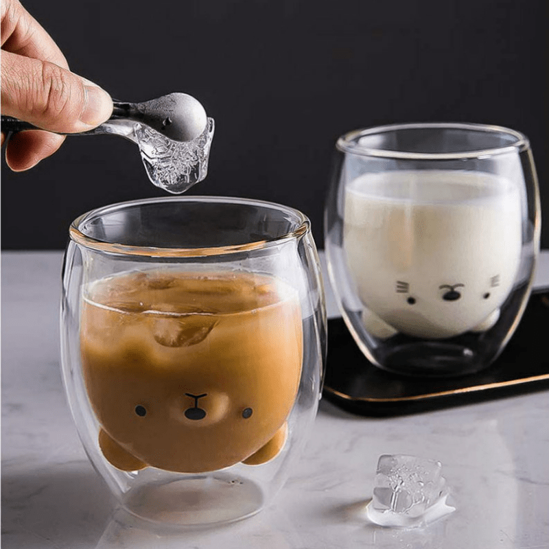 Double Layer Glass Cup With Handle Creative Transparent - Temu