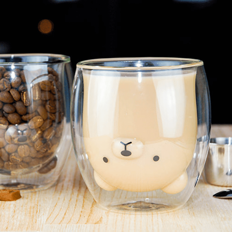 Cute Bear Mugs Set Of 2 Cute Bear Tea Cup Double Wall Glass Milk