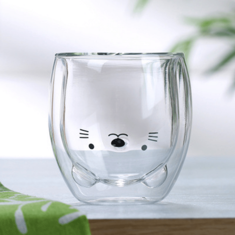 Animal Double Layer Glass Mug  Double Wall Glass Coffee Bear