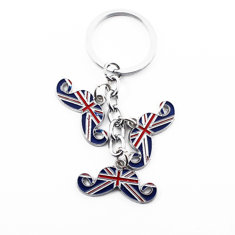 iJDMTOY.com Britain Flag Blue/Red UK Union Jack Color Stripe Chrome Badge Keychain Ring