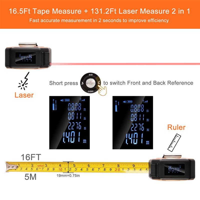 Mètre à ruban laser numérique 2 en 1 - Chine Mètre à ruban laser, mètre à  ruban