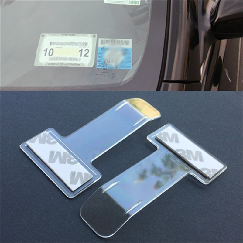 5 Pieces Transparent Car Parking Ticket Holder Clip Timing Ticket Holder  Car Windshield Windscreen Tickets Holder with Adhesive Tape