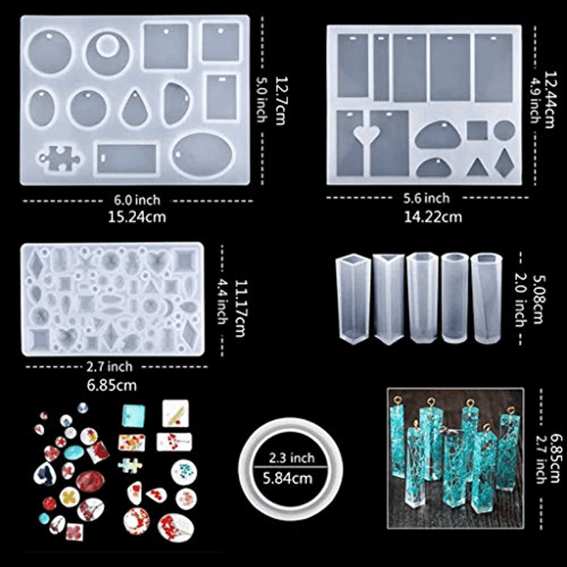 18 moldes de resina de cristal, moldes de resina de silicona, pequeños  moldes de silicona para hacer joyas, kit de resina epoxi