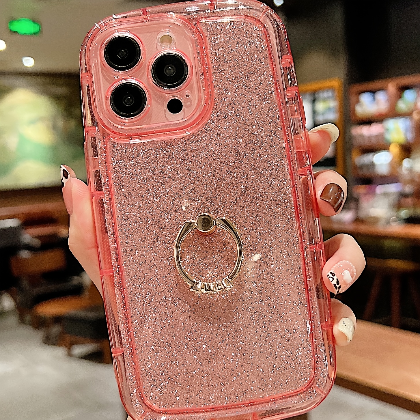 Glitter Phone Case With Ring Holder For Iphone 15 14 13 Pro Max - Temu