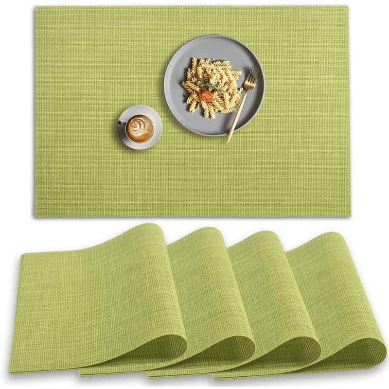 Placemats Set of 4 Washable Faux Linen Thick Table Placemats Heat