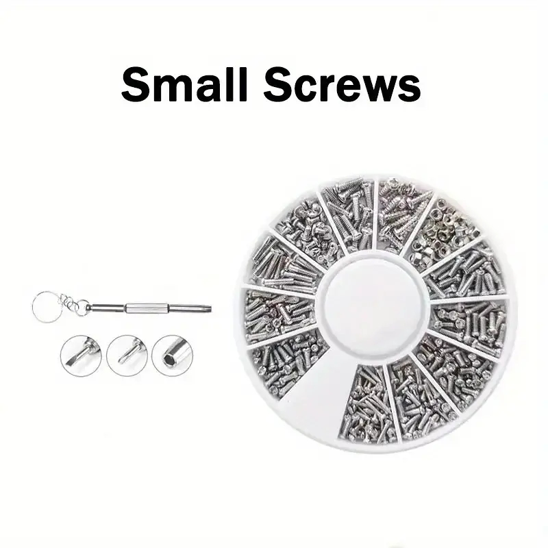 500Pcs/Pack Stainless Steel Tiny Screws Watch Eyeglass Glasses Repair Tool  Set - , 2.0x1.4mm 2.0x1.4x7.0mm 