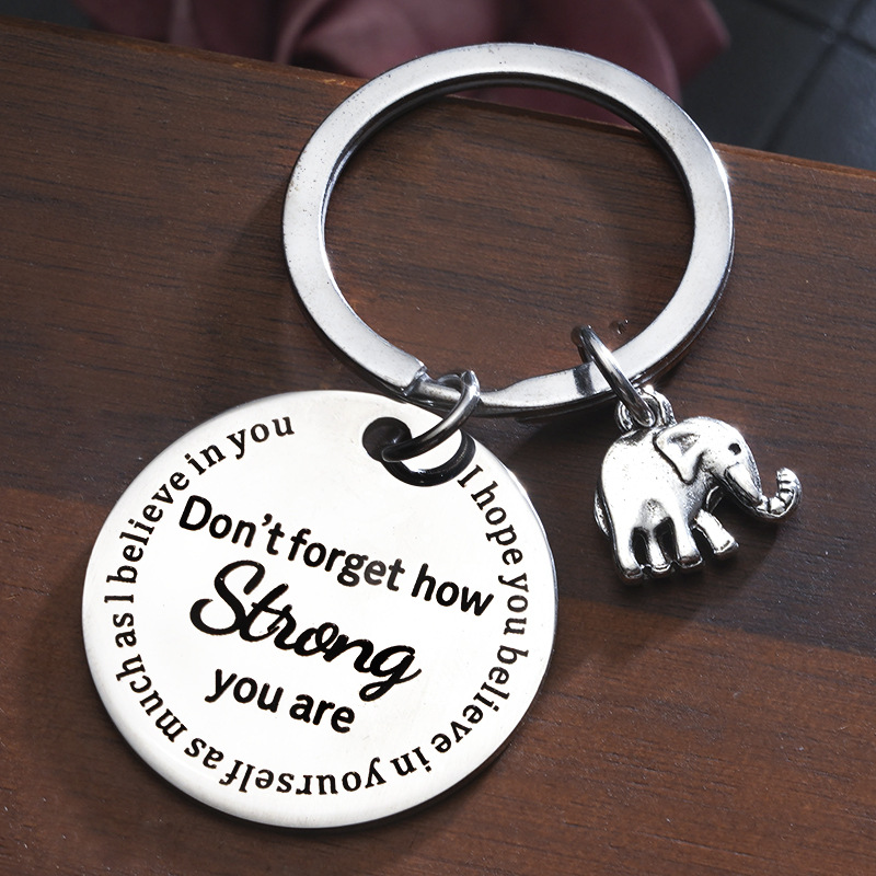 

Inspirational Keychain Gift Stainless Steel Keychain Elephant Pendant Key Ring Car Key Bag Pendant Accessory