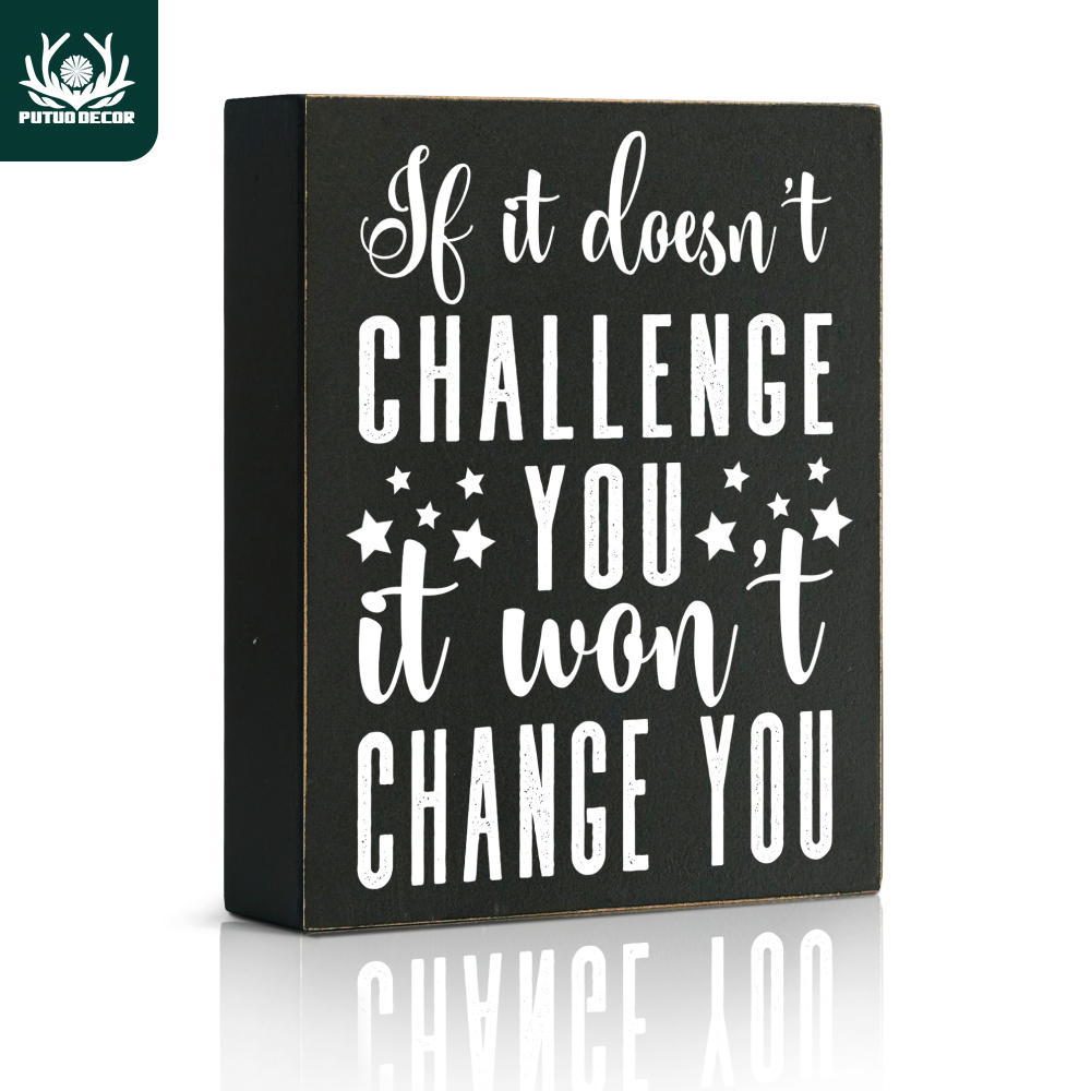 

1pc, Inspirational Self-improvement Wooden Box Sign For Home Office And Living Room - 4.7 X 5.8 Inches - Perfect Gift For Work Desk Decor And Motivation