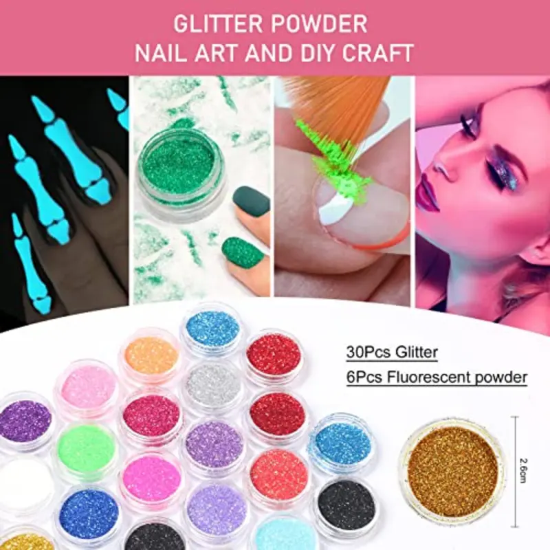 acrylic nail art kit nail art manicure set acrylic powder brush glitter file french tips uv lamp nail art decoration tools nail drill kit for beginners with everything at home details 1