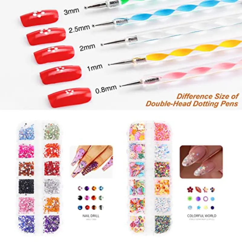 acrylic nail art kit nail art manicure set acrylic powder brush glitter file french tips uv lamp nail art decoration tools nail drill kit for beginners with everything at home details 2