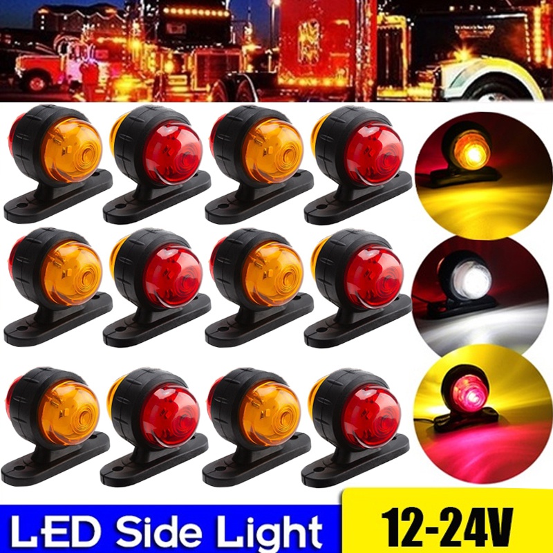 

10pcs 12-24v Double-sided Car Truck Side Marker Light Red Amber Blinker Turn Signal Indicator Lamp For Trailer Lorry