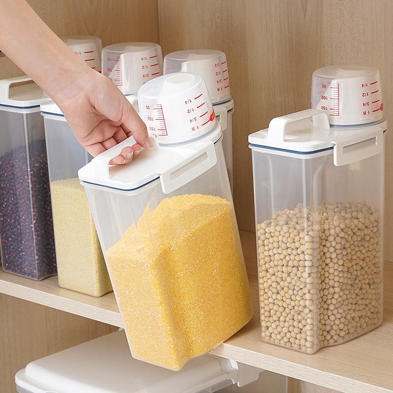 Moisture-Proof Rice Storage Container Plastic Kitchen Rice Box Sealed  Cereal Grain Organizer 