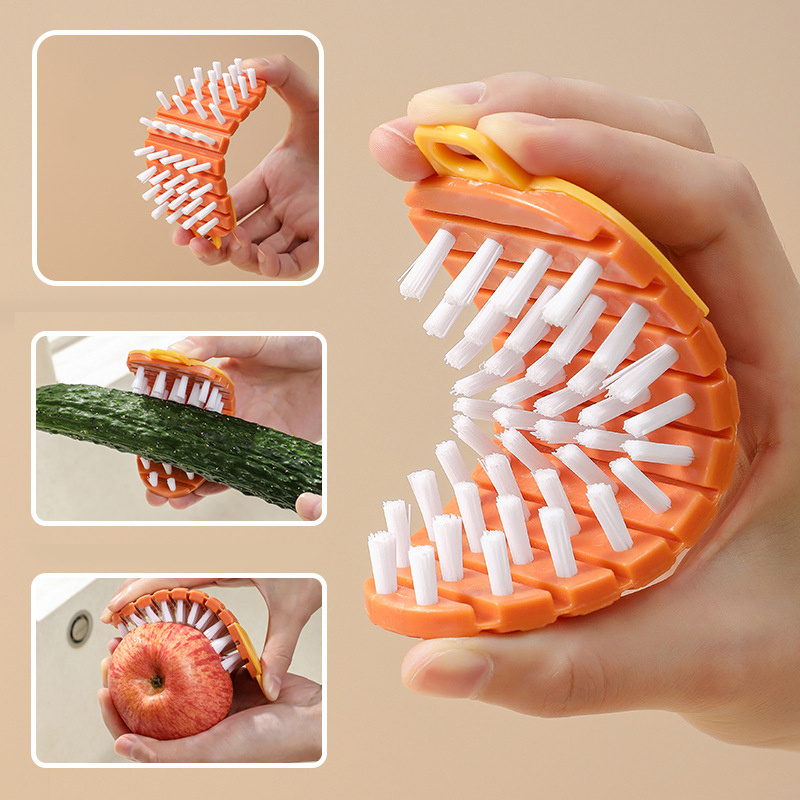 1pc, Vegetable Brush, Fruit Cleaning Brush, Multi-functional Cleaning Brush,  Silicone Potato Brush, Carrot Washing Brush With Hard Bristles, Reusable Cleaning  Brush, Kitchen Supplies