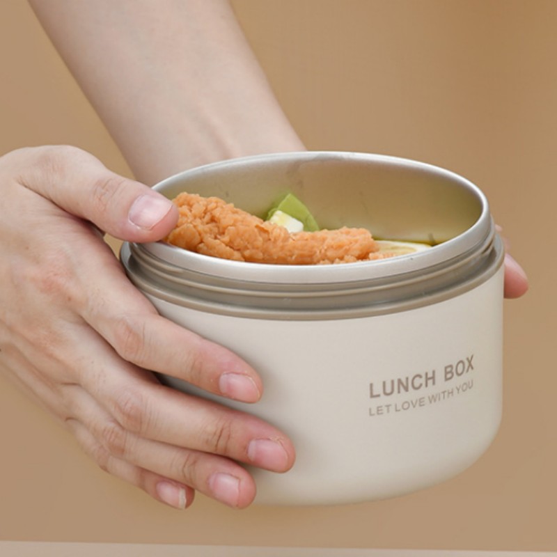 1pc, Insulated Lunch Box, 430ml/14.5oz Stainless Steel Bento Box, Round  Cylindrical Food Container For Soup, Porridge And More, For School Students  An