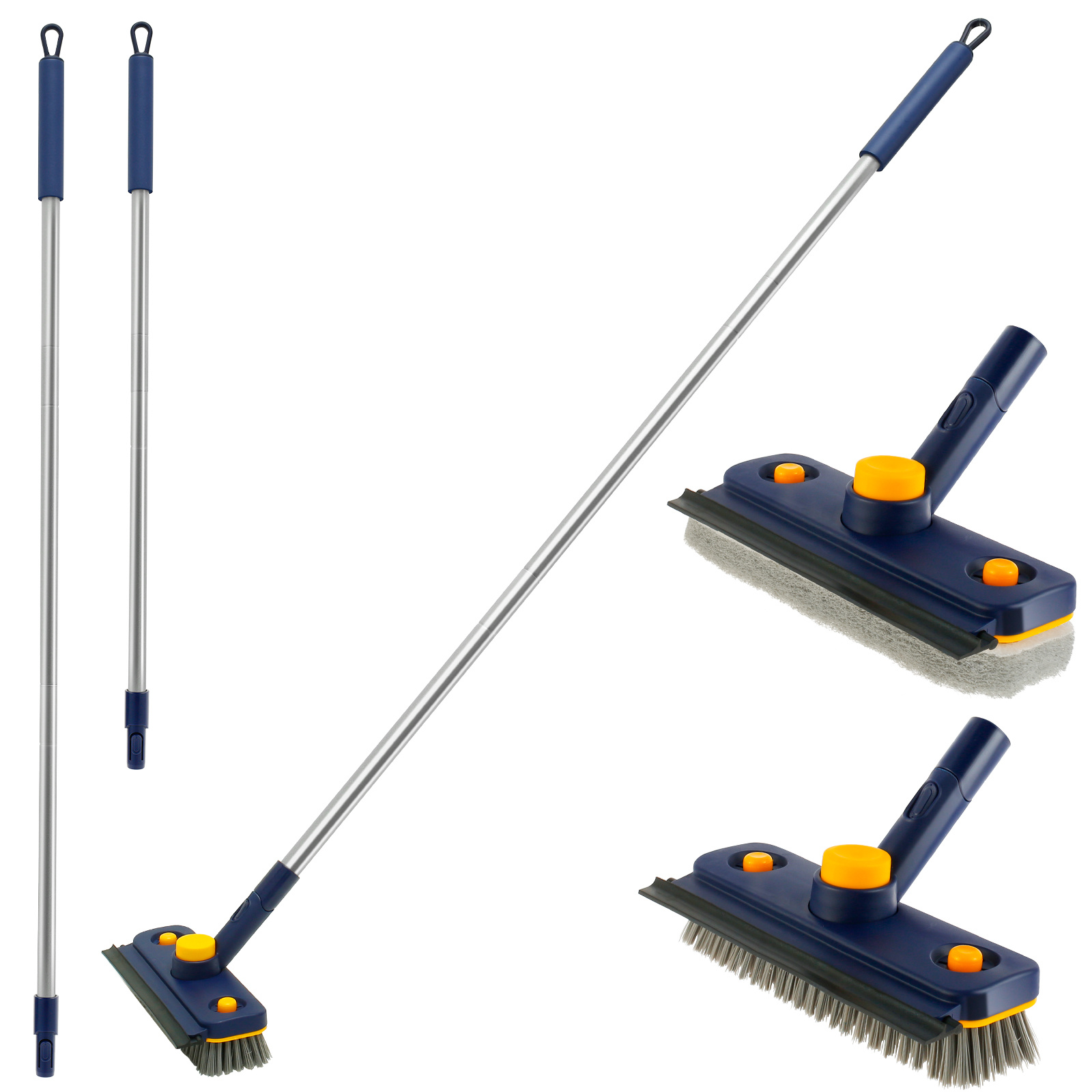 Floor Scrub Brush 2 In 1 Long Handle Bathroom Wiper Stiff Bristle Window  Squeegee Magic Broom Floor Mop Tub Tile Cleaning - AliExpress