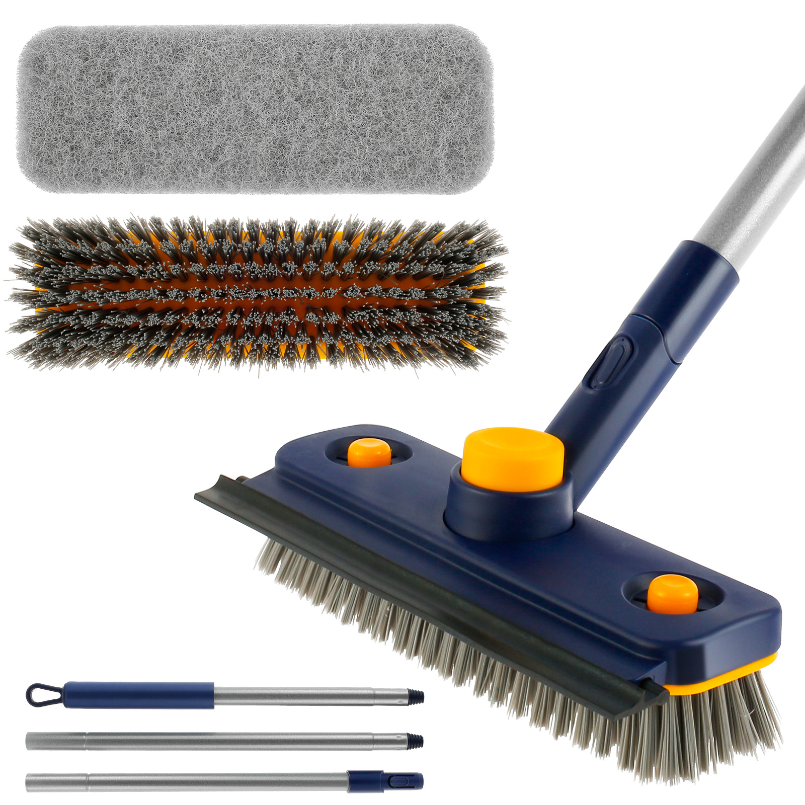 Yocada Floor Scrub Brush 55.9 Telescopic Handle 2 in 1 Scrape Brush Stiff  Bristle Shower Scrubber for Cleaning Patio Bathroom Garage Kitchen Wall