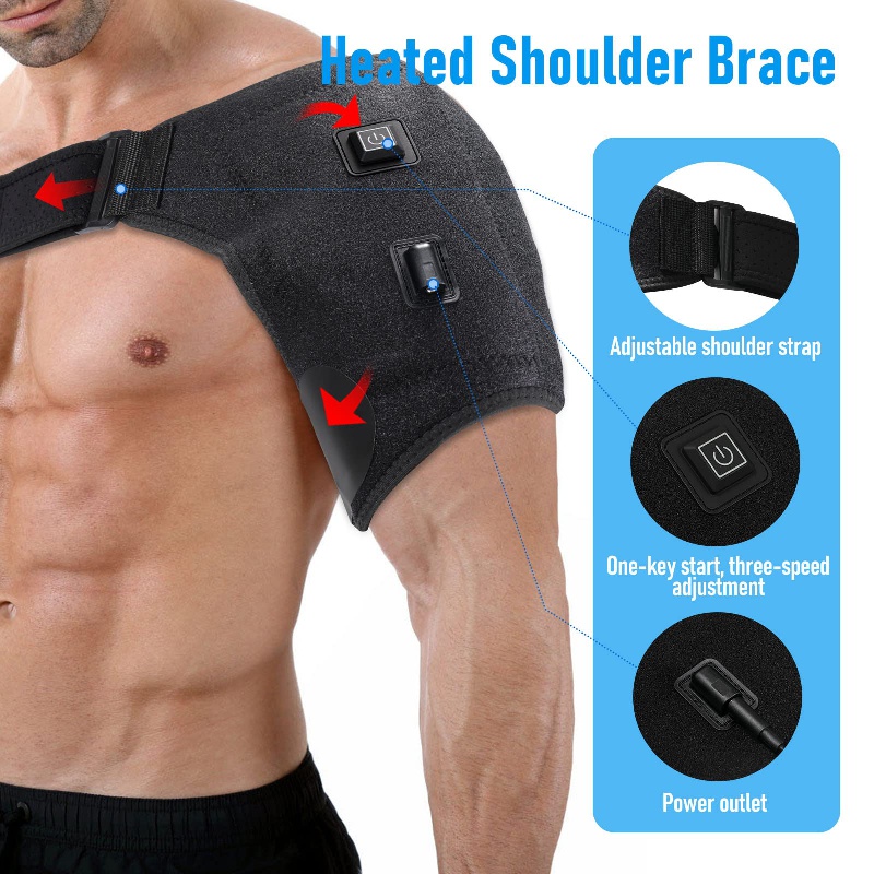 Heated Shoulder Wrap, Shoulder Heating Pads Massager for Men Women,  Electric Cordless Vibration Massage Heated Shoulder Braces with 3 Heating  Setting
