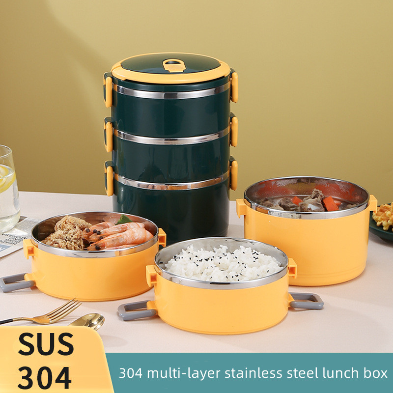 Warm lunch box Multilayer super long insulated lunch bucket Office Student  stainless steel lunch box Microwave oven heating