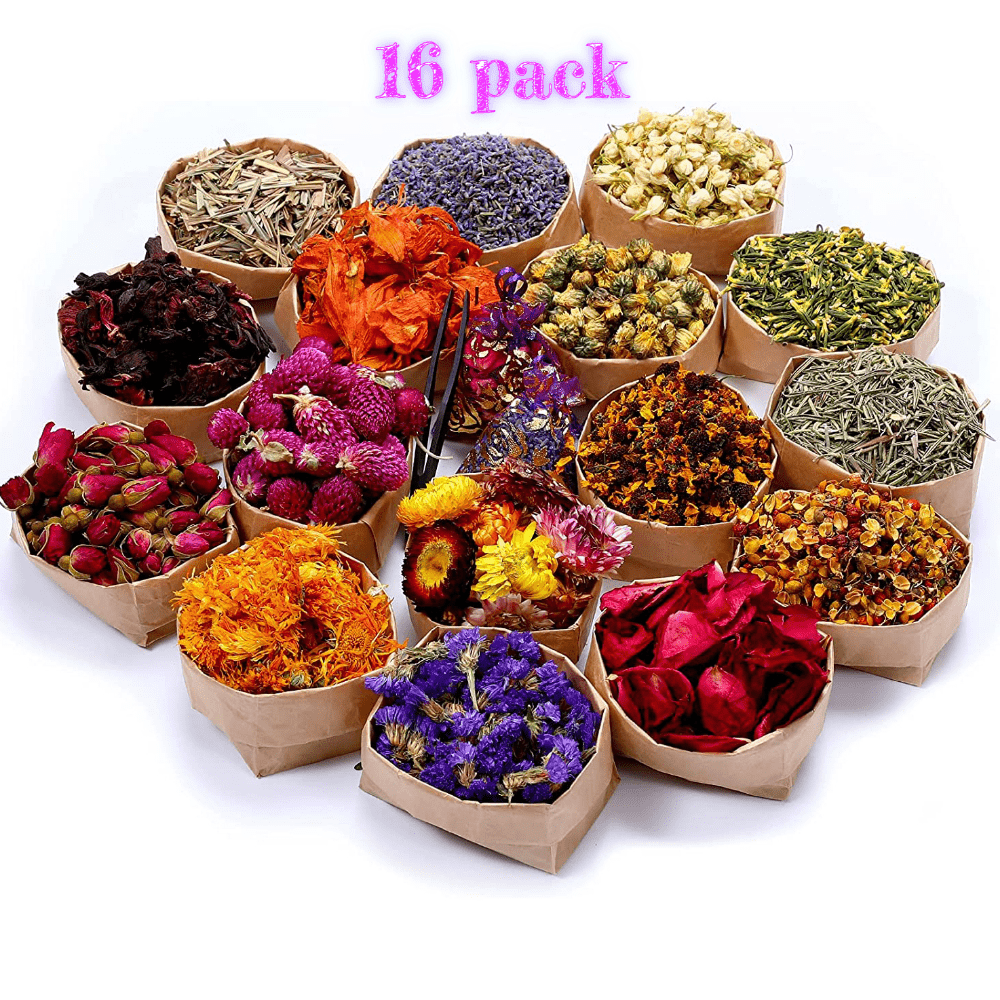 Natural Dried Flowers Kit, Natural Dried Herbs for Soap,Candle,Resin  Jewelry Making,Bath,Nail - Rose Petals, Rosebuds,Lilium,Jasmine,Don't  Forget Me and More DIY Scented Candle Accessories 