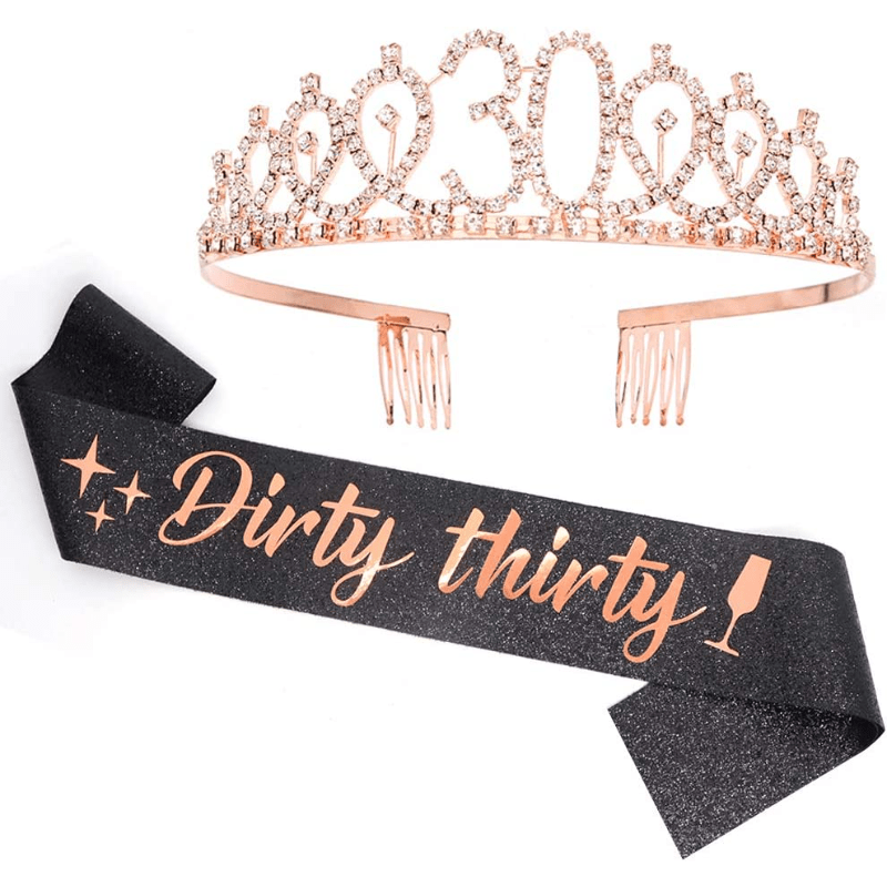 30th Birthday Party Decorations for Her Hot Pink Dirty Thirty Banner  Balloon Dirty 30 Sash Cake Topper for 30 Years Old Birthday Party Supplies,  Hot