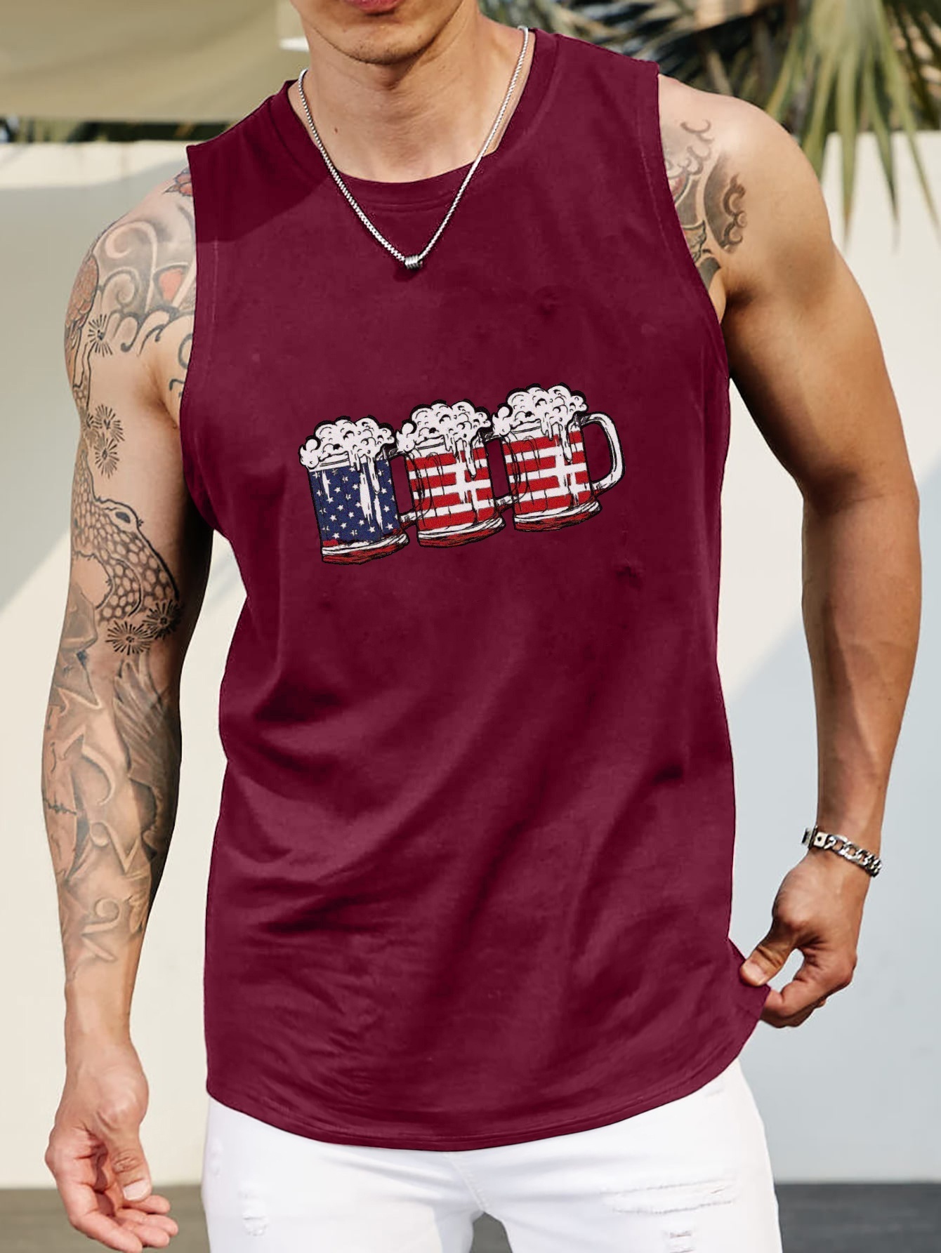 Plus Size Men's Sleeveless Sports T shirt: Beer Bottles - Temu