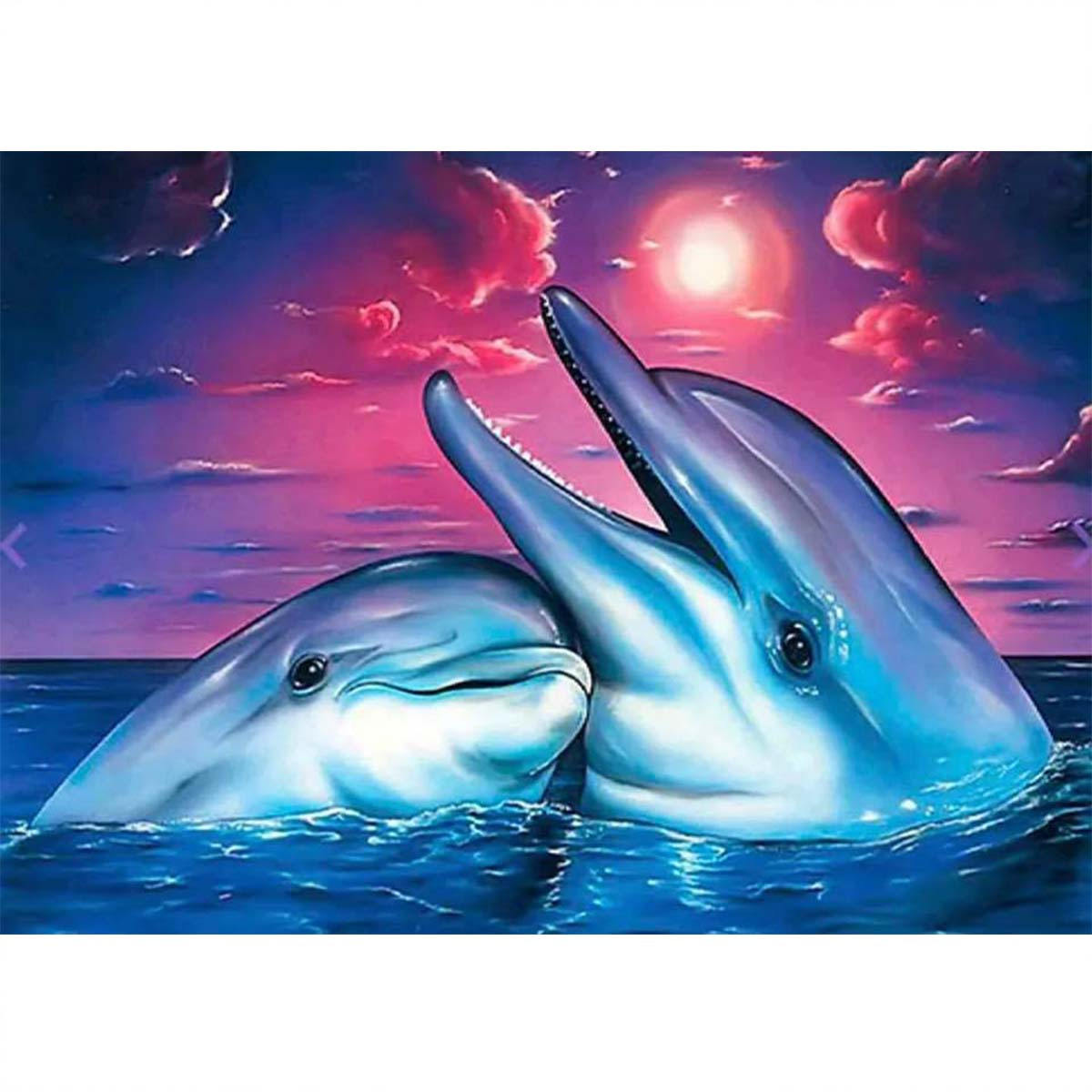 Cheap New 5D DIY Diamond Painting Sunset Dolphin Diamond Embroidery Animal  Cross Stitch Full Round Drill Crafts Home Decor Gift