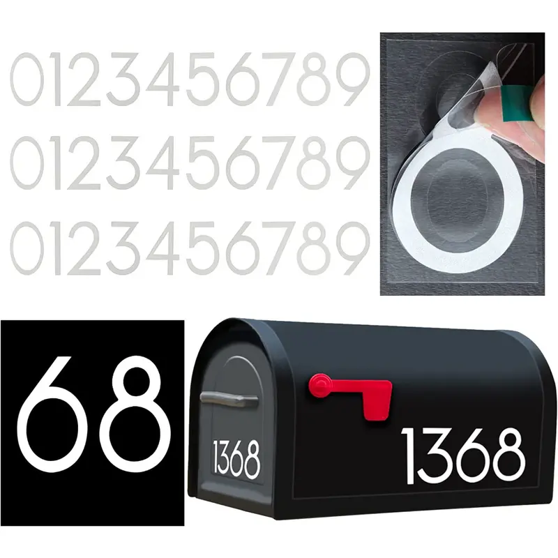 Mailbox Stickers Self Adhesive Decal Reflective Numbers Self