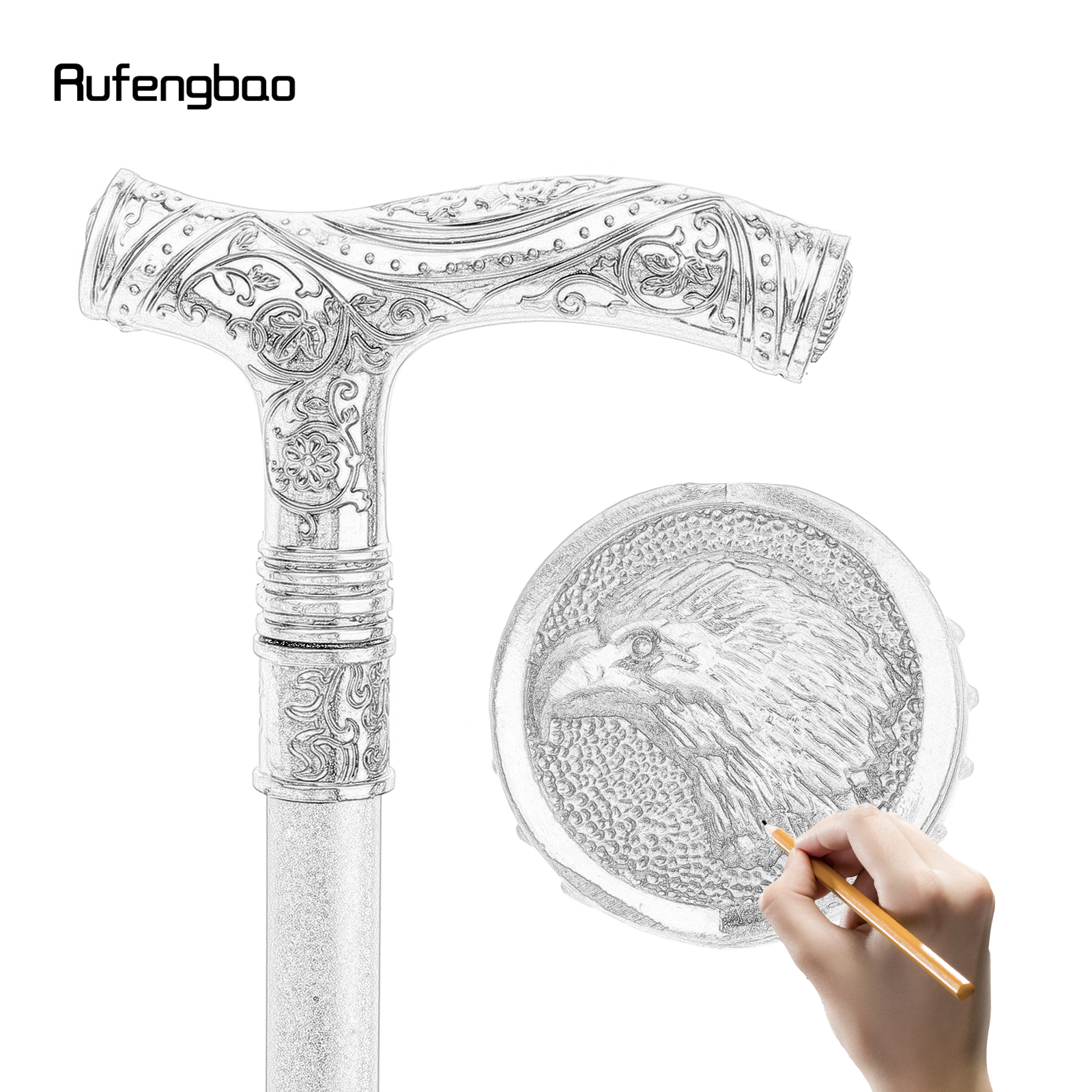 Eagle Head Flower Pattern Walking Cane Fashion Walking Stick - Temu