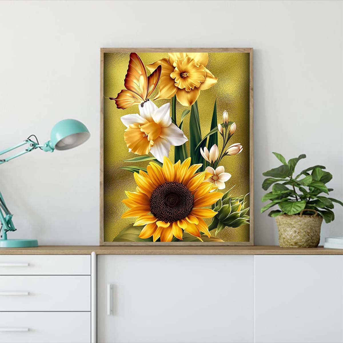 Sunflower Diamond Painting Kits for Adults - Art Beginner, 5D DIY Full Drill Dots Paintings with Diamonds Gem and Crafts Home Wall Decor