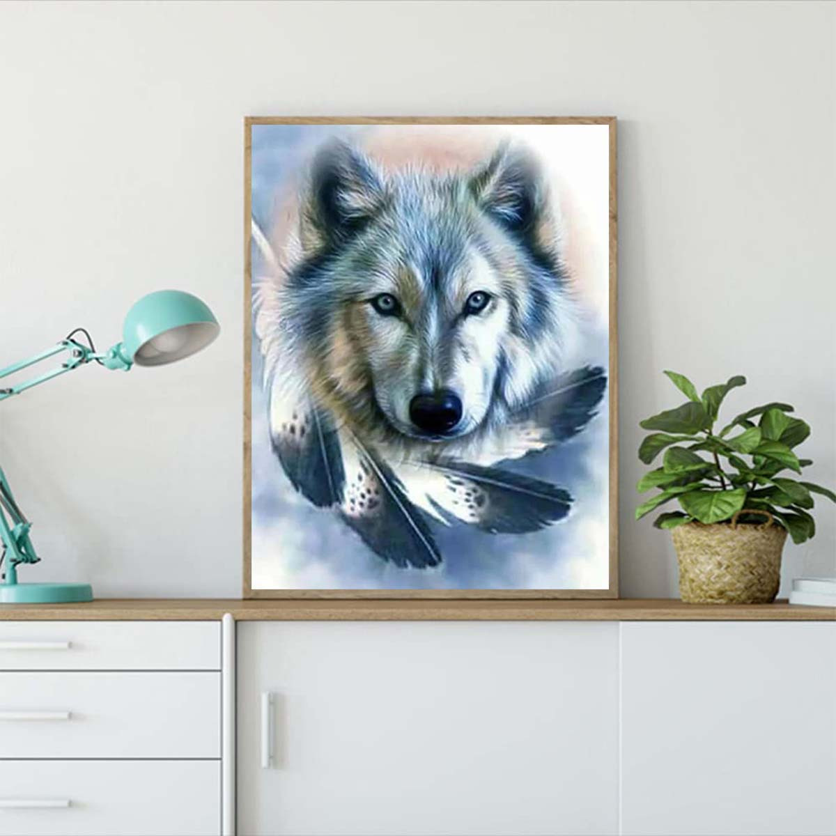 5d Diy Large Diamond Painting Kits For Adult White Fox Round - Temu