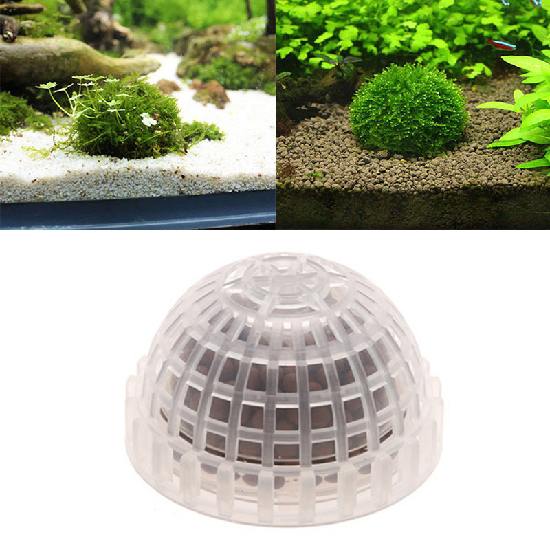 Fymall Aquarium Transparent Landscaping Floating Plants Moss Ball Holder, Size: Diameter:5 cm/1.96 Height:3.6 cm/1.42', White