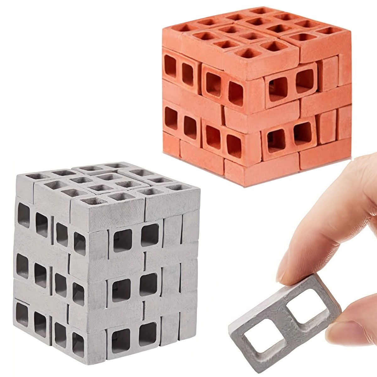 60 Packs 1/12 Scale Concrete Miniature Bricks Dollhouse Accessories, Size: Small, Gray