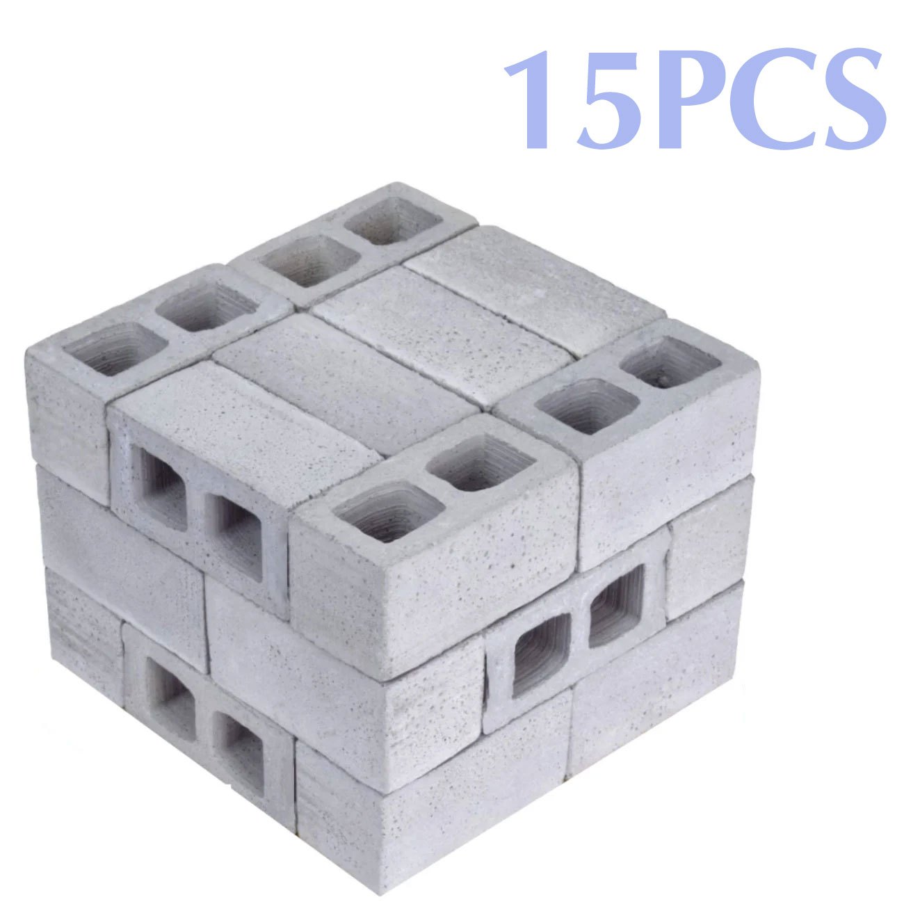 60 Packs Cinder Blocks 1/12 Scale Mini Bricks Concrete Miniature Bricks  Tiny Landscaping Accessories 