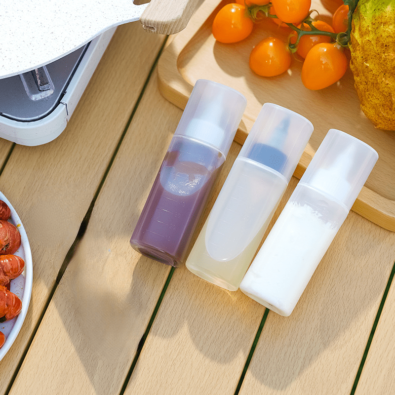 3PCS Condiment Squeeze Bottle Silicone Salad Dressing Container Tomato  Sauce Seasoning Squeeze Bottles Cans Kitchen Accessories