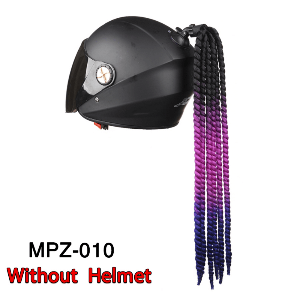 Casco de motocicleta Dreadlocks mujeres hombres casco Dreadlocks Cola  Motocross casco Punk decoración de cabello - Negro púrpura Negro Morado  shamjiam Pelo de la peluca de cola de caballo