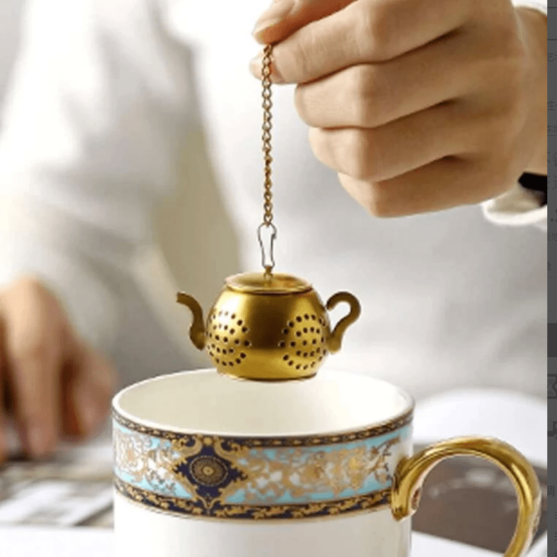 

1pc Golden Teapot Shaped Stainless Steel Loose Leaf Tea Infuser Strainer - Reusable Tea Infusers For Herbal Spice Tea, Teaware, And Tea Ceremony Accessories