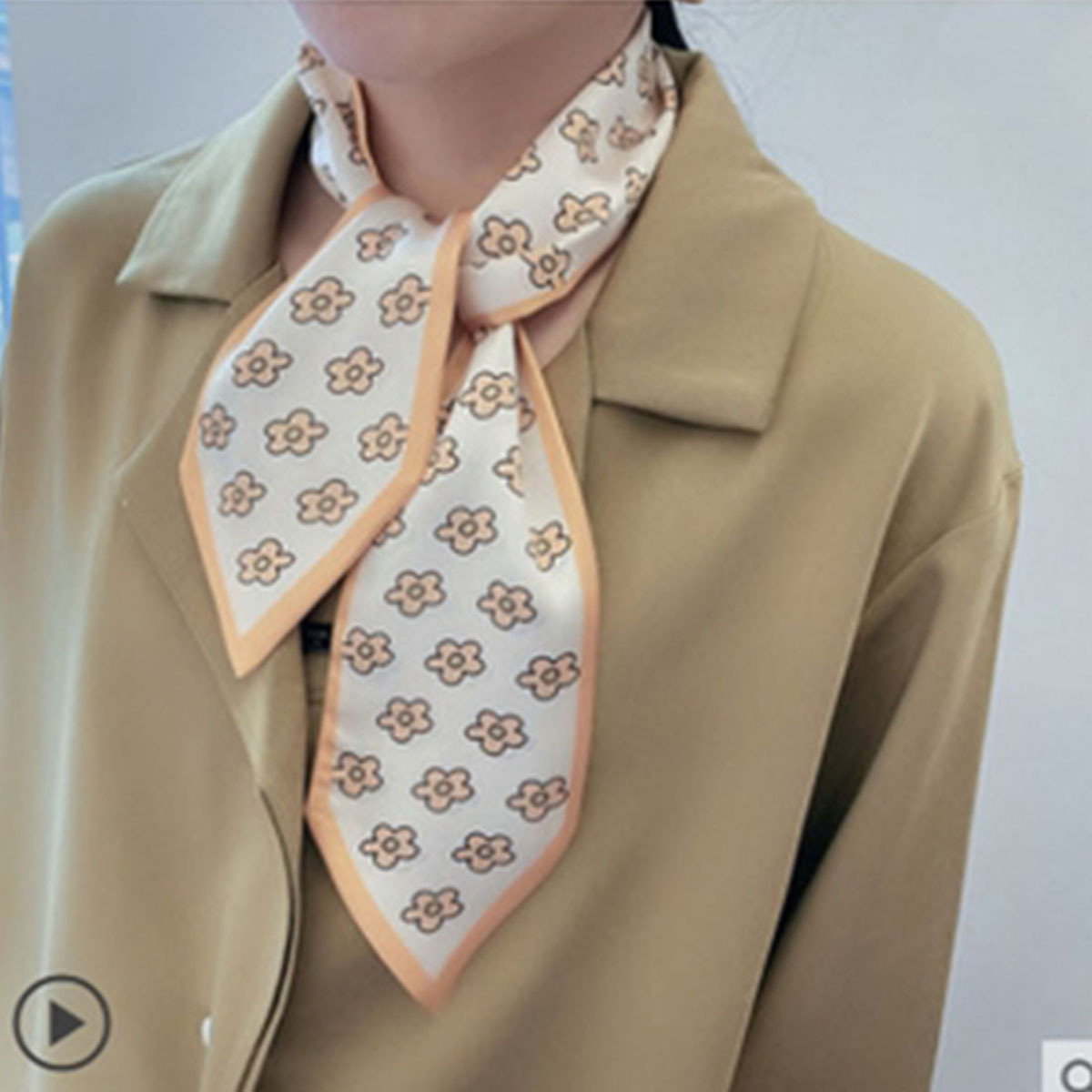 1pc Korean Style Leopard Print Satin Ribbon Long Stripe Knot Bag Handle Silk  Scarf