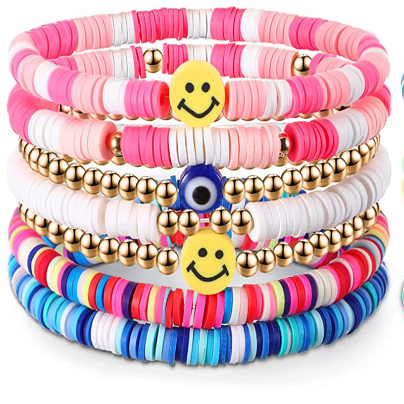 Colorful Polymer Clay Beaded Bracelets Y2k Summer Beach - Temu