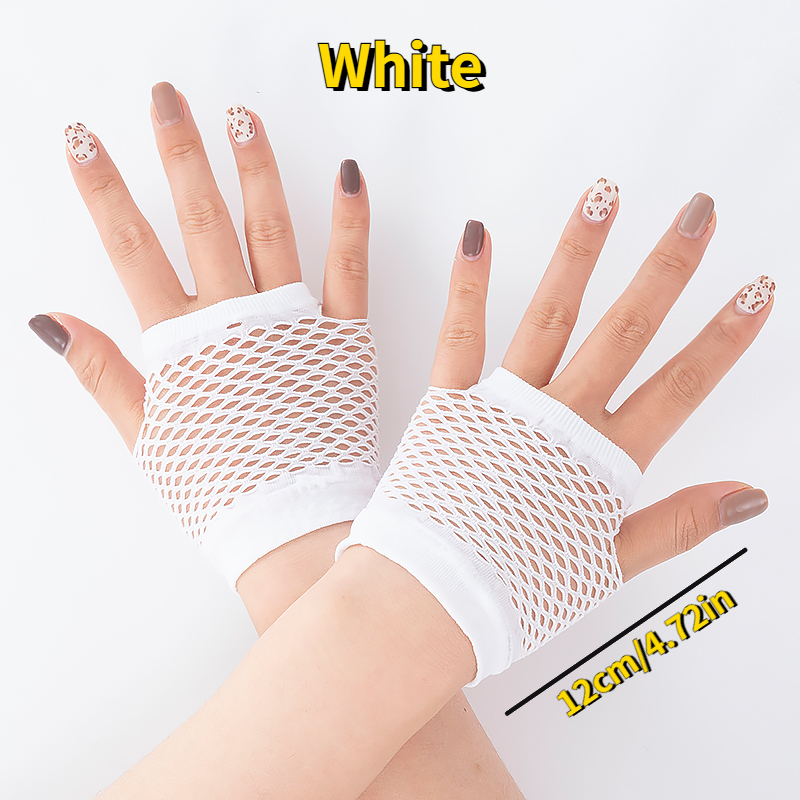 Ztexkee 2 Pairs Colorful Mesh Gloves Fishnet Gloves Creative Fingerless  Gloves for Women Performances Cocktail Party Ball Party