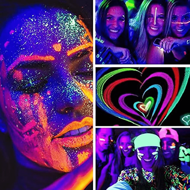 Neon Uv Blacklight Glow Face Paint Kit Safe And Water - Temu