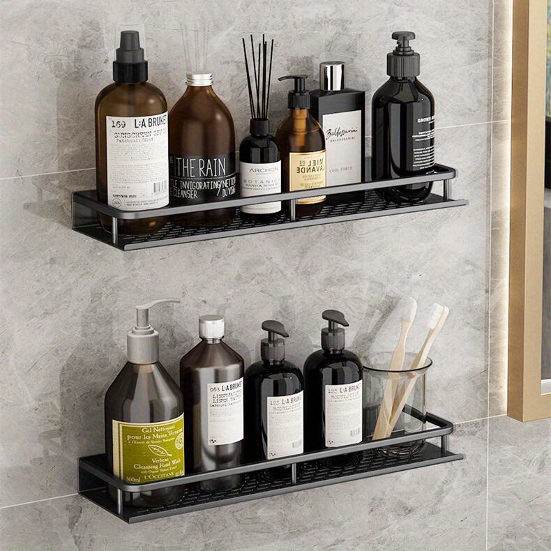 1pc Wall Mounted Bathroom Storage Rack, Bathroom Hanging Shelf, Aluminum  Bathroom Tray, Shampoo Shower Gel Holder, Bathroom Caddy Organizer, Shower  Caddy Basket, Bathroom Accessories