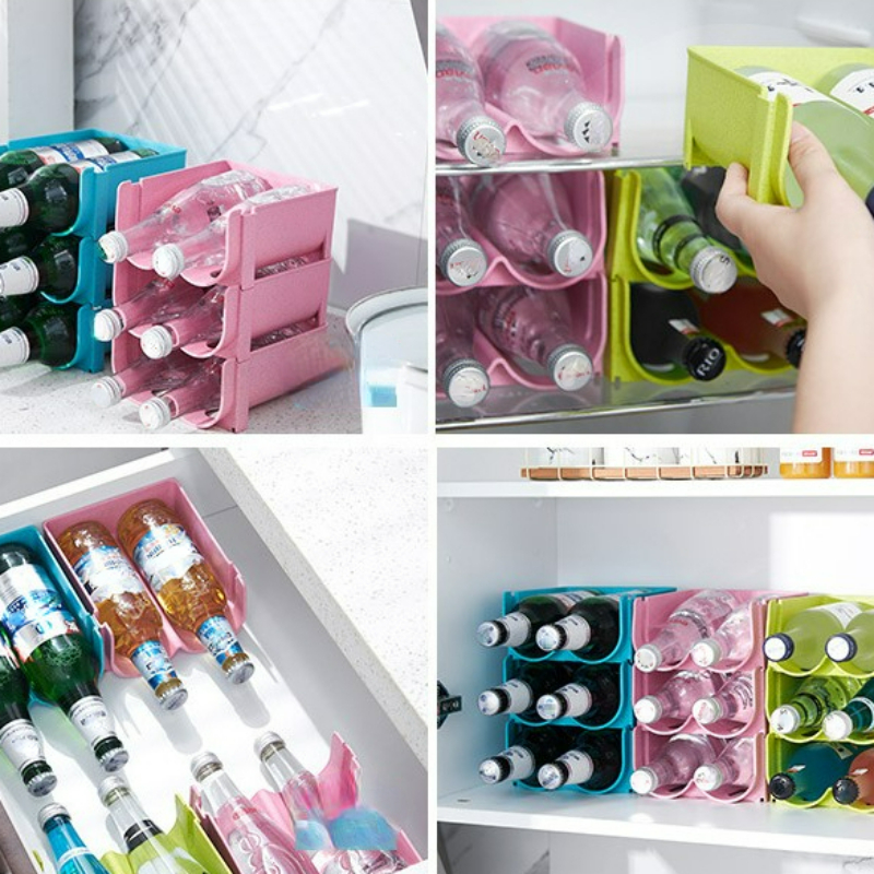 1pc Water Bottle Organizer Plastic Fridge Drink Storage Box Holder  Refrigerator Stackable Wine Rack Beer Beverage Storage Box Bottle Can  Organizer Kitchen Gadgets, Shop The Latest Trends