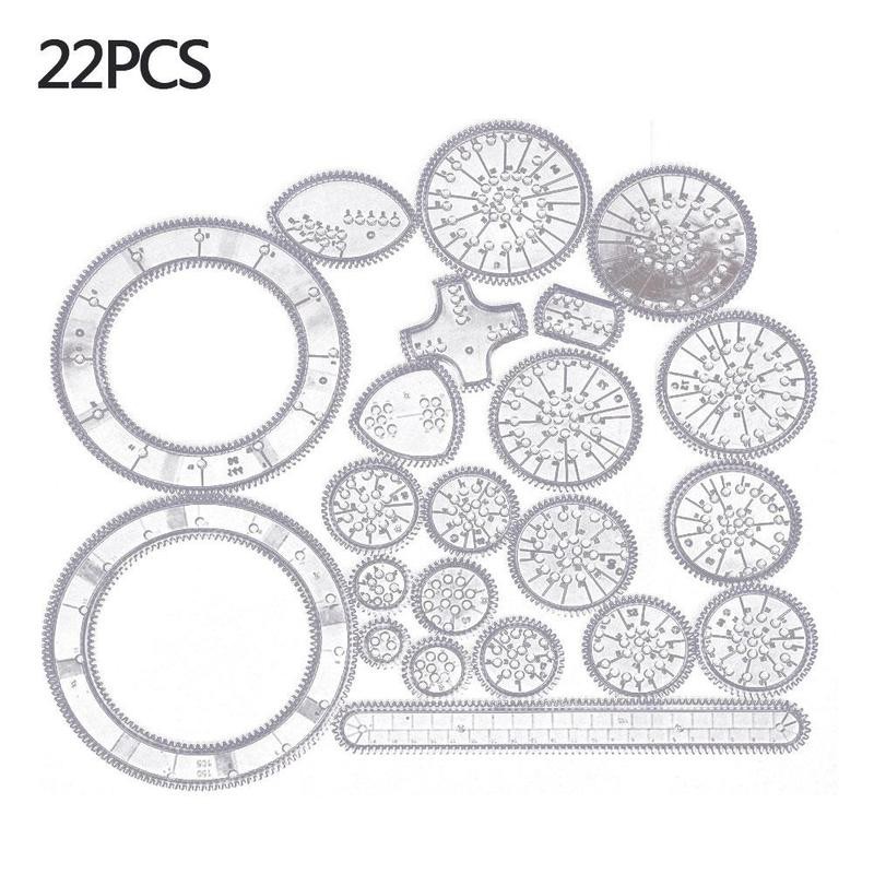Drawing toys Ruler 22pcs Interlocking Gears & Wheels Design Drawing  Accessories Creative Educational Kids Toys