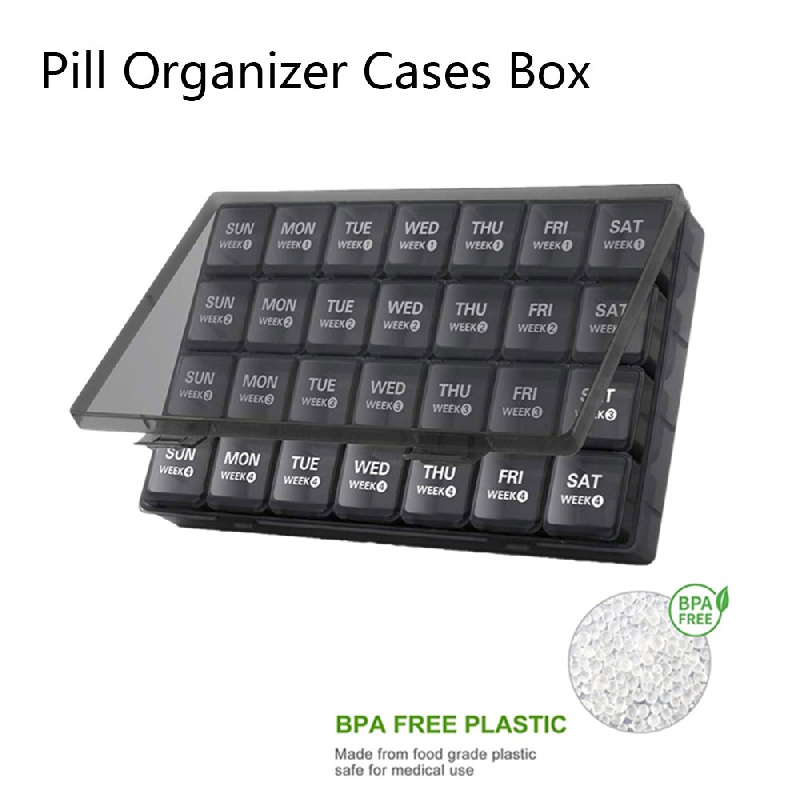 Pill Box 7 Days Organizer 21/28 Grids 3 Times One Day Portable Travel with  Large Compartments for Vitamins Medicine Fish Oils