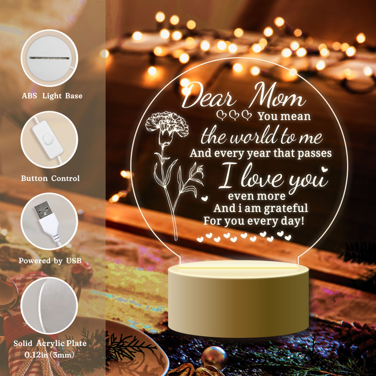 Led Engraved Night Lamp Mom's Gifts Gifts Mom Daughter Son - Temu