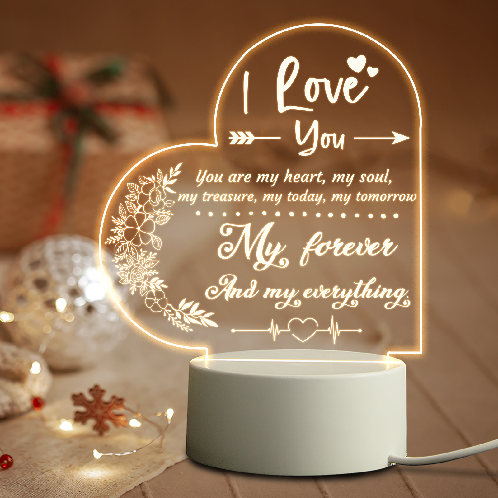 1pc Engraved Night Light, Christmas Gifts For Girlfriend, Girlfriend Gifts  For Anniversary, Girlfriend Birthday Gifts, To My Girlfriend Night Light I