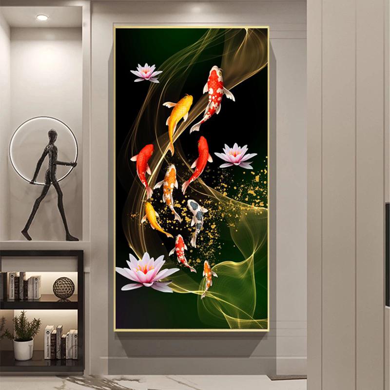 1ピース リッチラッキー金魚 ラッキー鯉 キャンバス絵画 モダンな壁 
