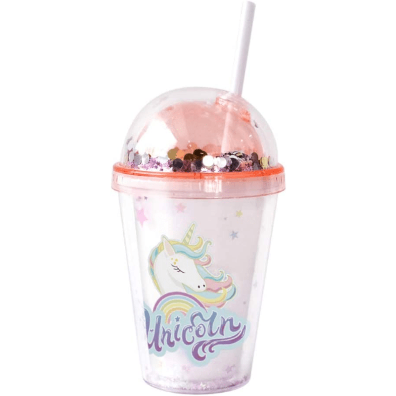 Cartoon Unicorn Tumbler With Lid And Straw Double Walled - Temu