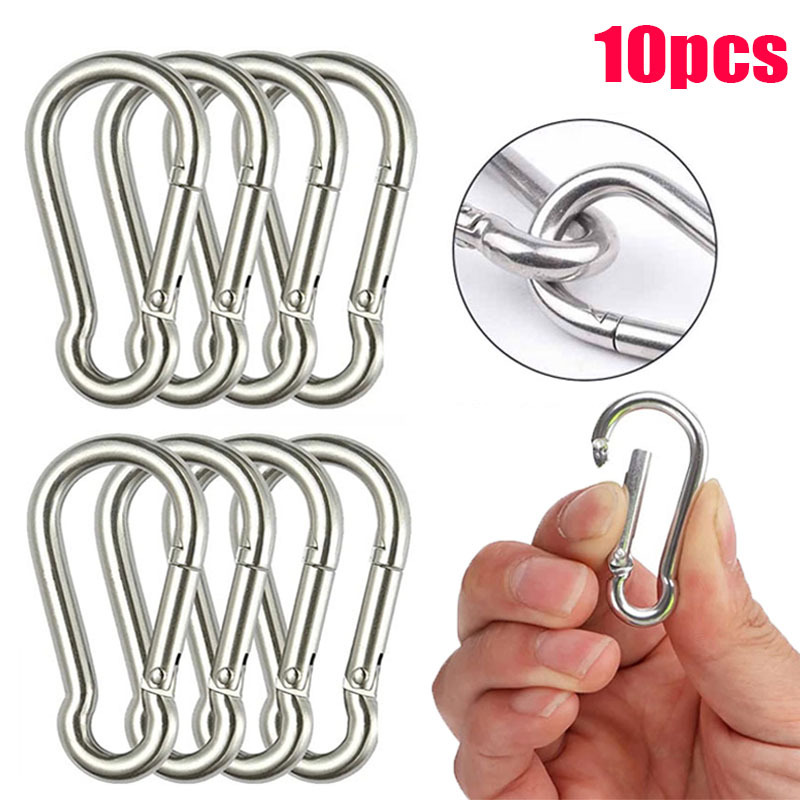 5Pcs Stainless Steel Small Carabiner Paracord Clips Snap Hooks Spring  Clasps Keychain Buckles Outdoor Camping Tools(41mm)